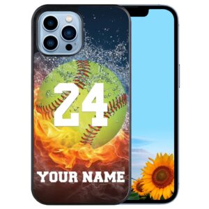 Personalized Name Number Custom Baseball Softball Water Fire Phone case for Google Pixel 4/4A/4XL/5/5XL/6/6 PRO/7/7 Pro