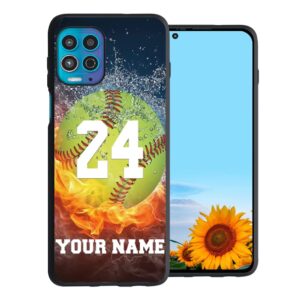 Personalized Name Number Custom Baseball Softball Water Fire Phone case for Google Pixel 4/4A/4XL/5/5XL/6/6 PRO/7/7 Pro