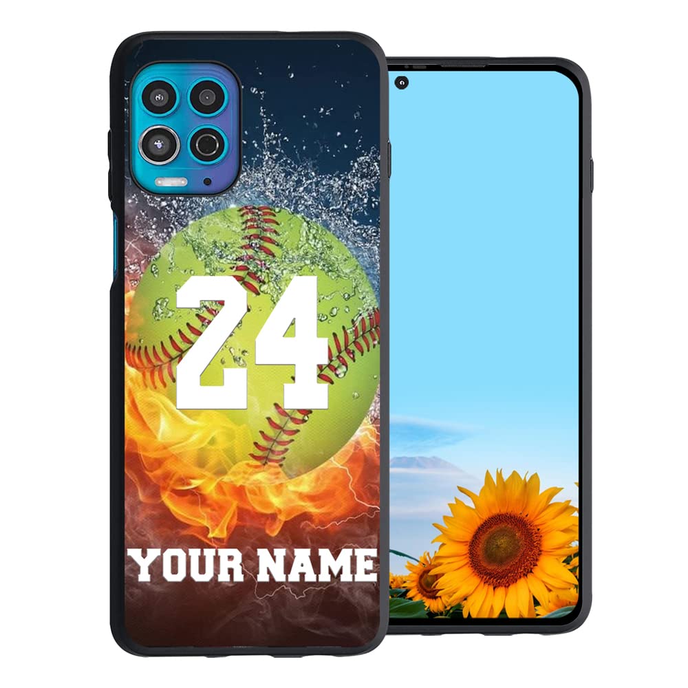 Personalized Name Number Custom Baseball Softball Water Fire Phone case for Google Pixel 4/4A/4XL/5/5XL/6/6 PRO/7/7 Pro