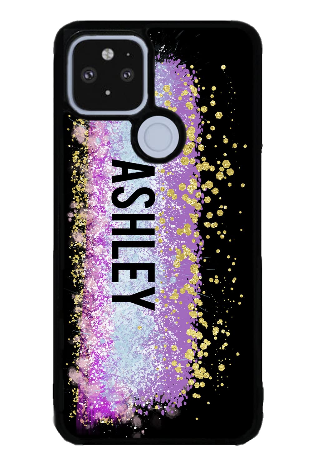 Unicorn Teal Purple Pink Gold Splash Personalized Black Rubber Phone Case Compatible With Google Pixel 8 Pro, 8a, 8, 7a, 7, Pixel 7 Pro, 6a, Pixel 6 Pro, 6, 5, 4a 5G, 4a 4G, 4, 4 XL, 3a, 3a