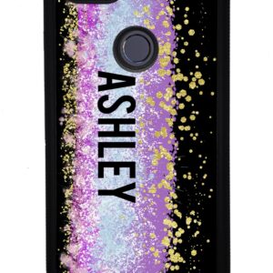 Unicorn Teal Purple Pink Gold Splash Personalized Black Rubber Phone Case Compatible With Google Pixel 8 Pro, 8a, 8, 7a, 7, Pixel 7 Pro, 6a, Pixel 6 Pro, 6, 5, 4a 5G, 4a 4G, 4, 4 XL, 3a, 3a