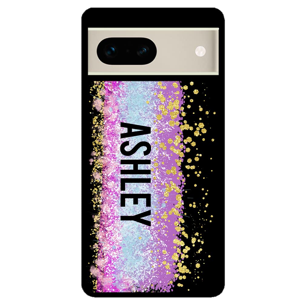 Unicorn Teal Purple Pink Gold Splash Personalized Black Rubber Phone Case Compatible With Google Pixel 8 Pro, 8a, 8, 7a, 7, Pixel 7 Pro, 6a, Pixel 6 Pro, 6, 5, 4a 5G, 4a 4G, 4, 4 XL, 3a, 3a