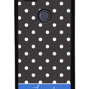 Polka Dot Black White Blue Personalized Black Rubber Phone Case Compatible With Google Pixel 8 Pro, 8a, 8, 7a, 7, Pixel 7 Pro, 6a, 6 Pro, 6, 5, 4a 5G, 4a 4G, 4, 4 XL, 3a, 3a XL, 3, 3 XL, 2