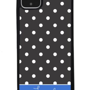 Polka Dot Black White Blue Personalized Black Rubber Phone Case Compatible With Google Pixel 8 Pro, 8a, 8, 7a, 7, Pixel 7 Pro, 6a, 6 Pro, 6, 5, 4a 5G, 4a 4G, 4, 4 XL, 3a, 3a XL, 3, 3 XL, 2