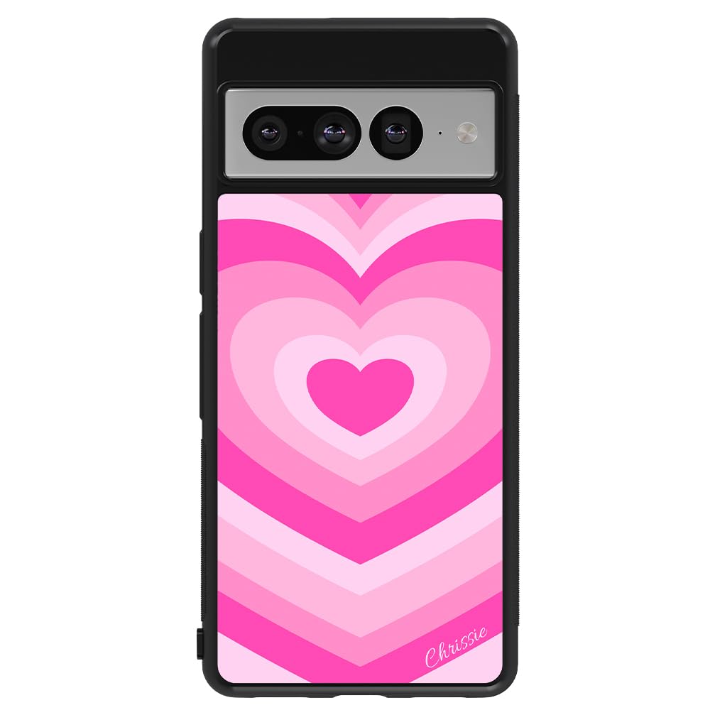 Pink Hearts Pattern Personalized Black Rubber Phone Case Compatible With Google Pixel 8 Pro, 8a, 8, 7a, 7, 7 Pro, 6a, 6 Pro, 6, Pixel 5, 4a 5G, 4a 4G, Pixel 4, Pixel 4 XL, Pixel 3a, 3a XL, Pixel 3