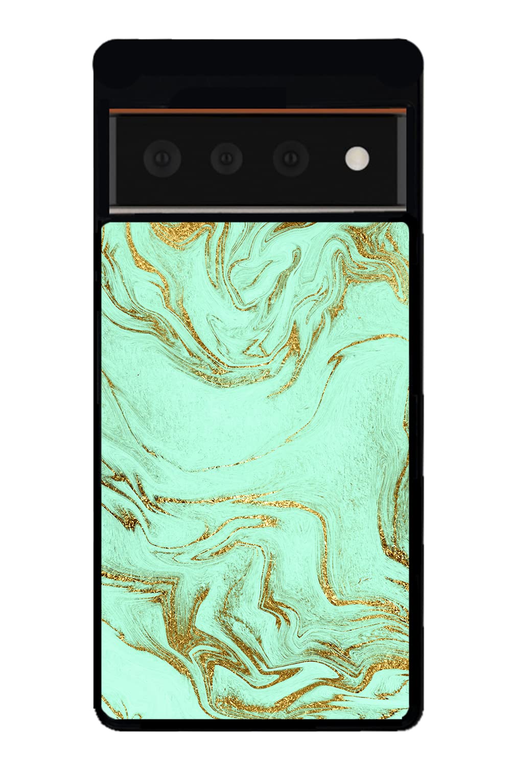 Mint Green Gold Marble Black Rubber Phone Case Compatible With Google Pixel 8 Pro, 8a, 8, 7a, 7, Pixel 7 Pro, 6a, Pixel 6 Pro, 6, Pixel 5, 4a 5G, 4a 4G, 4, 4 XL, 3a, 3a XL, 3, 3 XL, 2 XL, 2