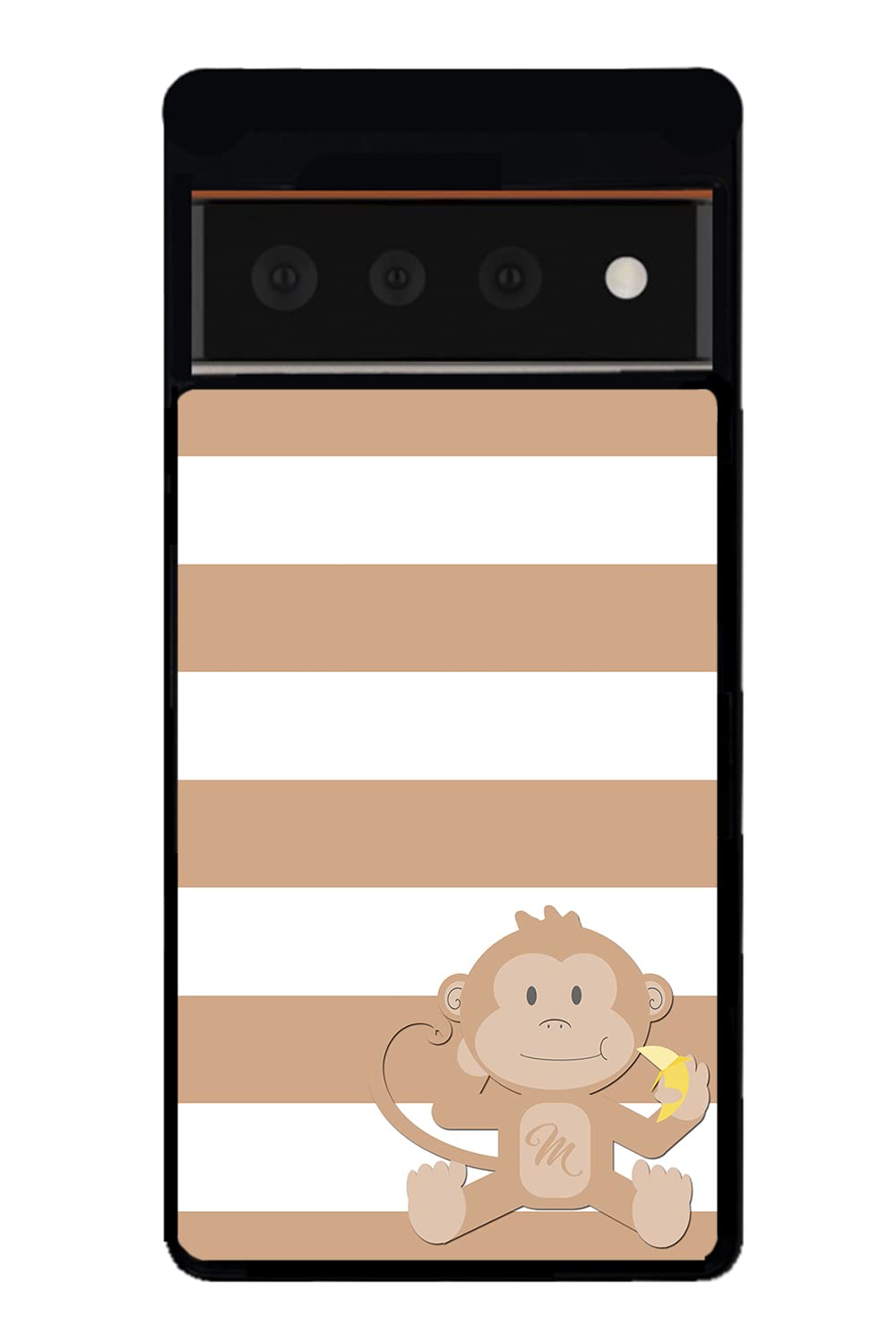 Brown White Monkey Personalized Black Rubber Phone Case Compatible With Google Pixel 8 Pro, 8a, 8, 7a, 7, Pixel 7 Pro, 6a, Pixel 6 Pro, 6, 5, 4a 5G, 4a 4G, 4, 4 XL, 3a, 3a XL, 3, 3 XL, 2 XL, 2