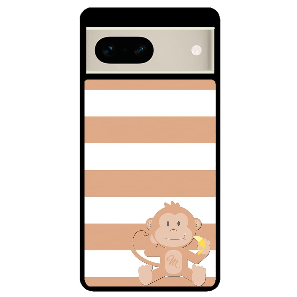 Brown White Monkey Personalized Black Rubber Phone Case Compatible With Google Pixel 8 Pro, 8a, 8, 7a, 7, Pixel 7 Pro, 6a, Pixel 6 Pro, 6, 5, 4a 5G, 4a 4G, 4, 4 XL, 3a, 3a XL, 3, 3 XL, 2 XL, 2