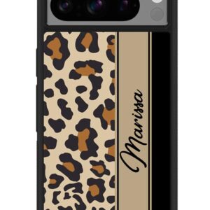 Leopard Skin Brown Black Personalized Black Rubber Phone Case Compatible With Google Pixel 8 Pro, 8a, 8, 7a, 7, Pixel 7 Pro, 6a, Pixel 6 Pro, 6, 5, 4a 5G, 4a 4G, 4, 4 XL, 3a, 3a XL, 3, 3 XL, 2 XL