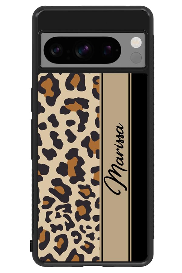 Leopard Skin Brown Black Personalized Black Rubber Phone Case Compatible With Google Pixel 8 Pro, 8a, 8, 7a, 7, Pixel 7 Pro, 6a, Pixel 6 Pro, 6, 5, 4a 5G, 4a 4G, 4, 4 XL, 3a, 3a XL, 3, 3 XL, 2 XL