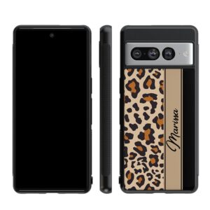 Leopard Skin Brown Black Personalized Black Rubber Phone Case Compatible With Google Pixel 8 Pro, 8a, 8, 7a, 7, Pixel 7 Pro, 6a, Pixel 6 Pro, 6, 5, 4a 5G, 4a 4G, 4, 4 XL, 3a, 3a XL, 3, 3 XL, 2 XL