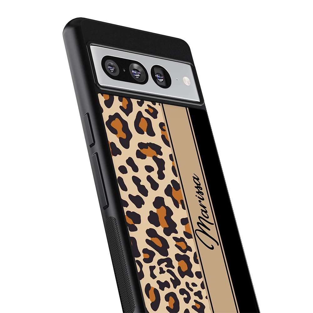 Leopard Skin Brown Black Personalized Black Rubber Phone Case Compatible With Google Pixel 8 Pro, 8a, 8, 7a, 7, Pixel 7 Pro, 6a, Pixel 6 Pro, 6, 5, 4a 5G, 4a 4G, 4, 4 XL, 3a, 3a XL, 3, 3 XL, 2 XL