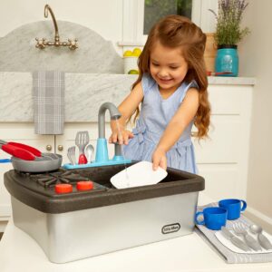 Little Tikes First Sink & Stove Realistic Pretend Play Kitchen Appliance for Kids, includes 13 Cooking Accessories, Ages 3+ Multi-color