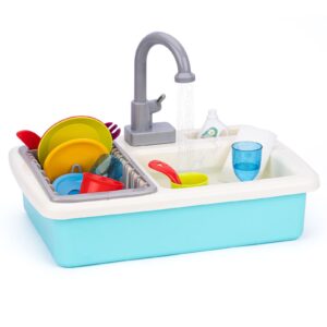 20 pcs baby bath play sink toys, kids toy sink, electric dishwasher play kitchen set with running water for kids toddler - 3-4 years old boys and girls pretend play