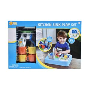 Sunny Days Entertainment Kitchen Sink Play Set with Running Water – 20 Piece Pretend Play Toy for Boys and Girls | Kids Kitchen Role Play Dishwasher Toys, Multi