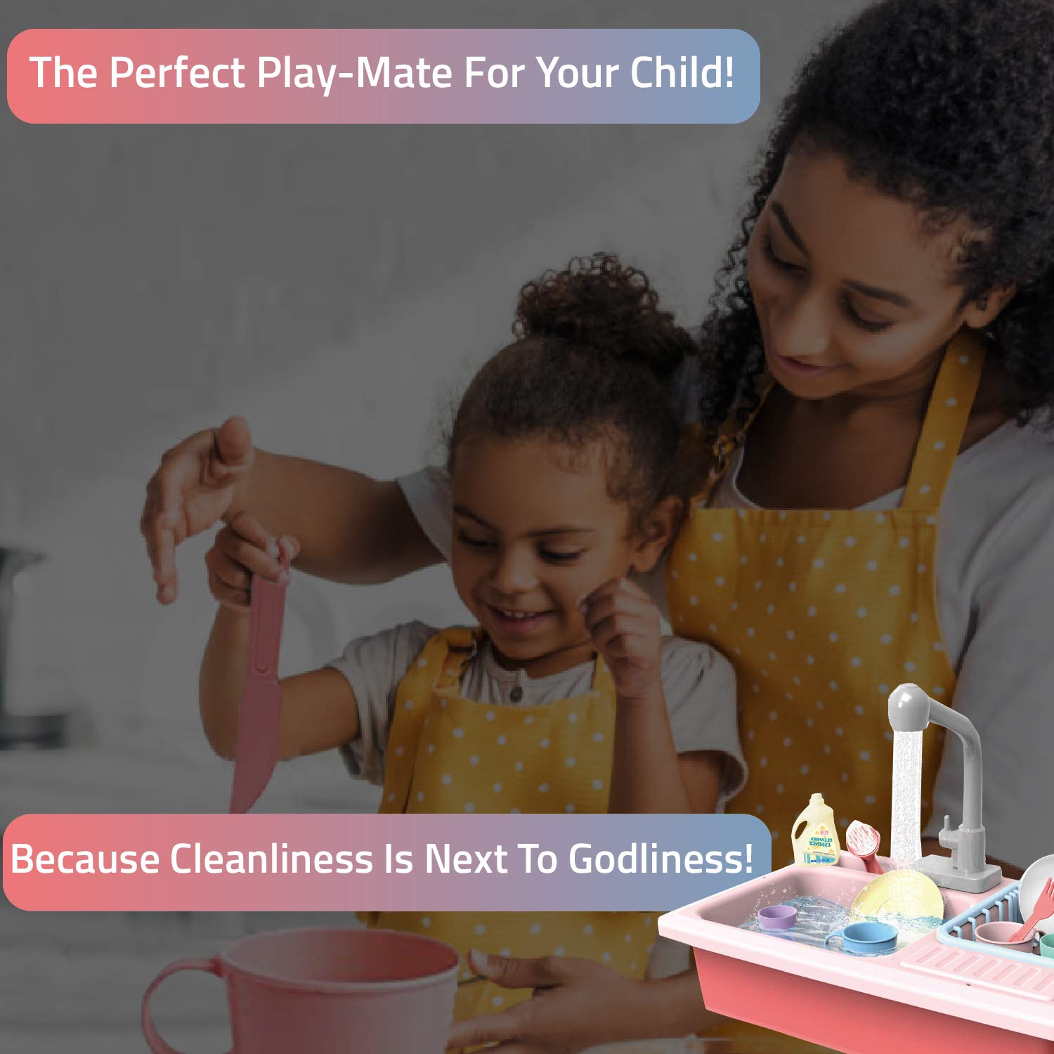 Kids Kitchen Sink Play Set- Fun & Educative Kids Toy- Water Cycling Kitchen Sink for Kids- Above 3 Years Toddler Toys- Easy to Install Play Kitchen Sink- Cute Kids Kitchen Sink