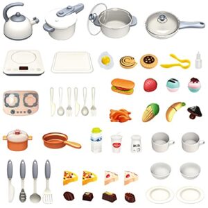 Large Pretend Play Kitchen Toys with Sink, Role Play Kitchen Playset, Pot and Pan, Cooking Stove with Spray Realistic Light and Sound, Cutting Food, Kitchen Accessories Set for Kids Toddlers