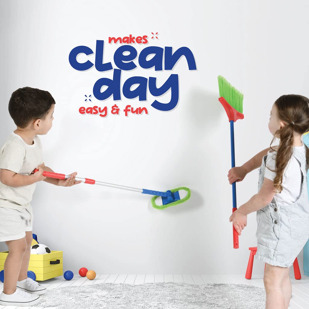 Play22 Kids Cleaning Set 4 Piece - Toy Cleaning Set Includes Broom, Mop, Brush, Dust Pan - Toy Kitchen Toddler Cleaning Set is A Great Toy Gift for Boys & Girls