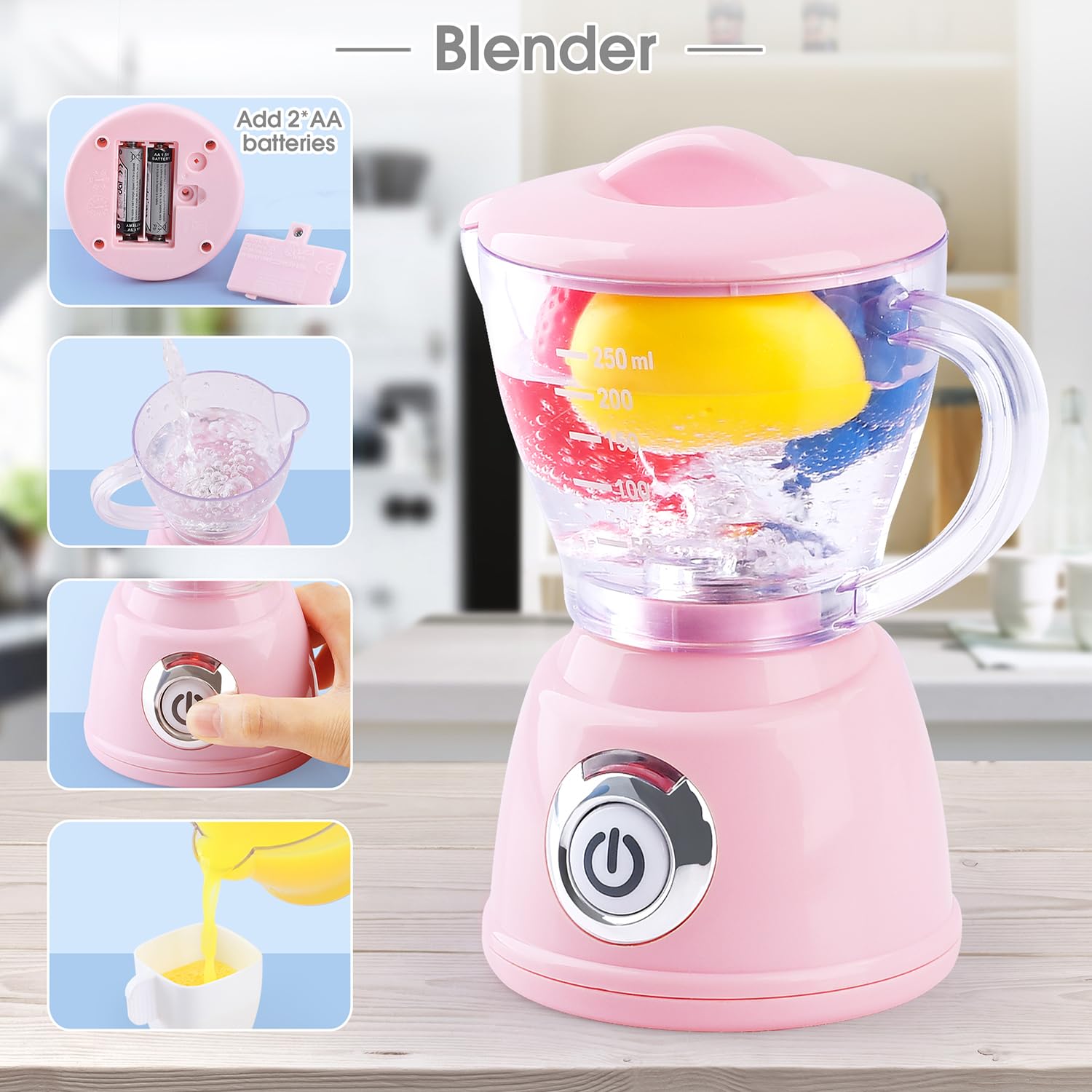 Kids Toy Kitchen Sets, Play Kitchen Accessories for Kids Ages 4-8 3-5, Kitchen Appliance Toys, Blender, Coffee Maker Machine, Mixer, Toaster, Pretend Play Toys for 4 Year Old Girls Toddlers 3-5