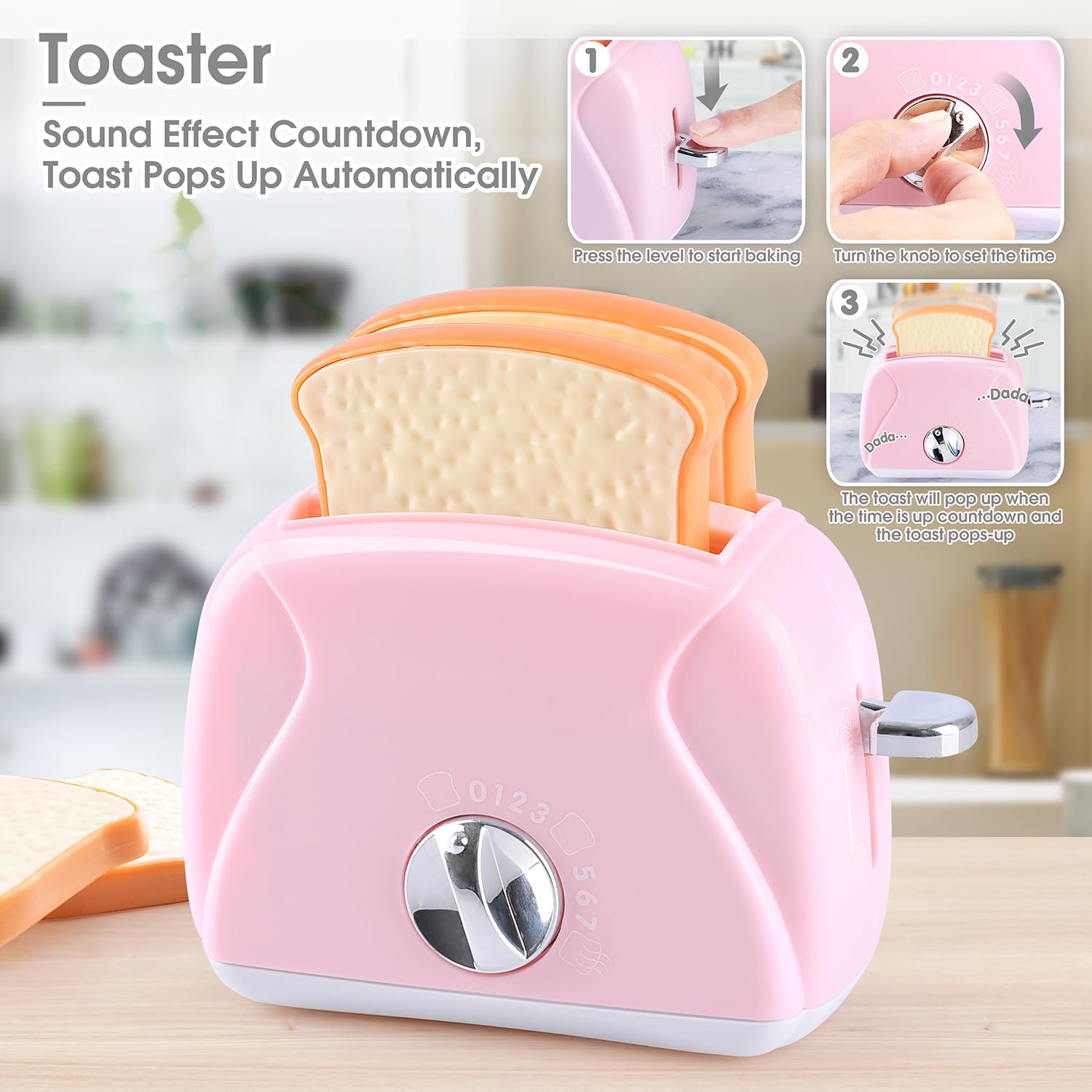 Kids Toy Kitchen Sets, Play Kitchen Accessories for Kids Ages 4-8 3-5, Kitchen Appliance Toys, Blender, Coffee Maker Machine, Mixer, Toaster, Pretend Play Toys for 4 Year Old Girls Toddlers 3-5