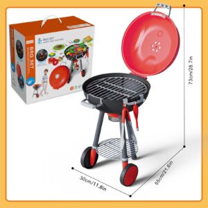 Yalujumb 68PCS Toy BBQ Grill Set,Kitchen Toy Set,Barbecue Kitchen Cooking Playset with Realistic Spray,Light&Sound,Kids Grill Playset Interactive BBQ Toy Set for Kids