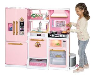disney princess style collection fresh prep gourmet kitchen, interactive pretend play kitchen for girls & kids with realistic steam, complete meal kit & 35+ accessories