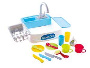 play my little kitchen sink toys - toddler kitchen role dishwasher toys with running water cycle system - utensils tableware accessories for kids - 18 piece pretend toy for boys & girls