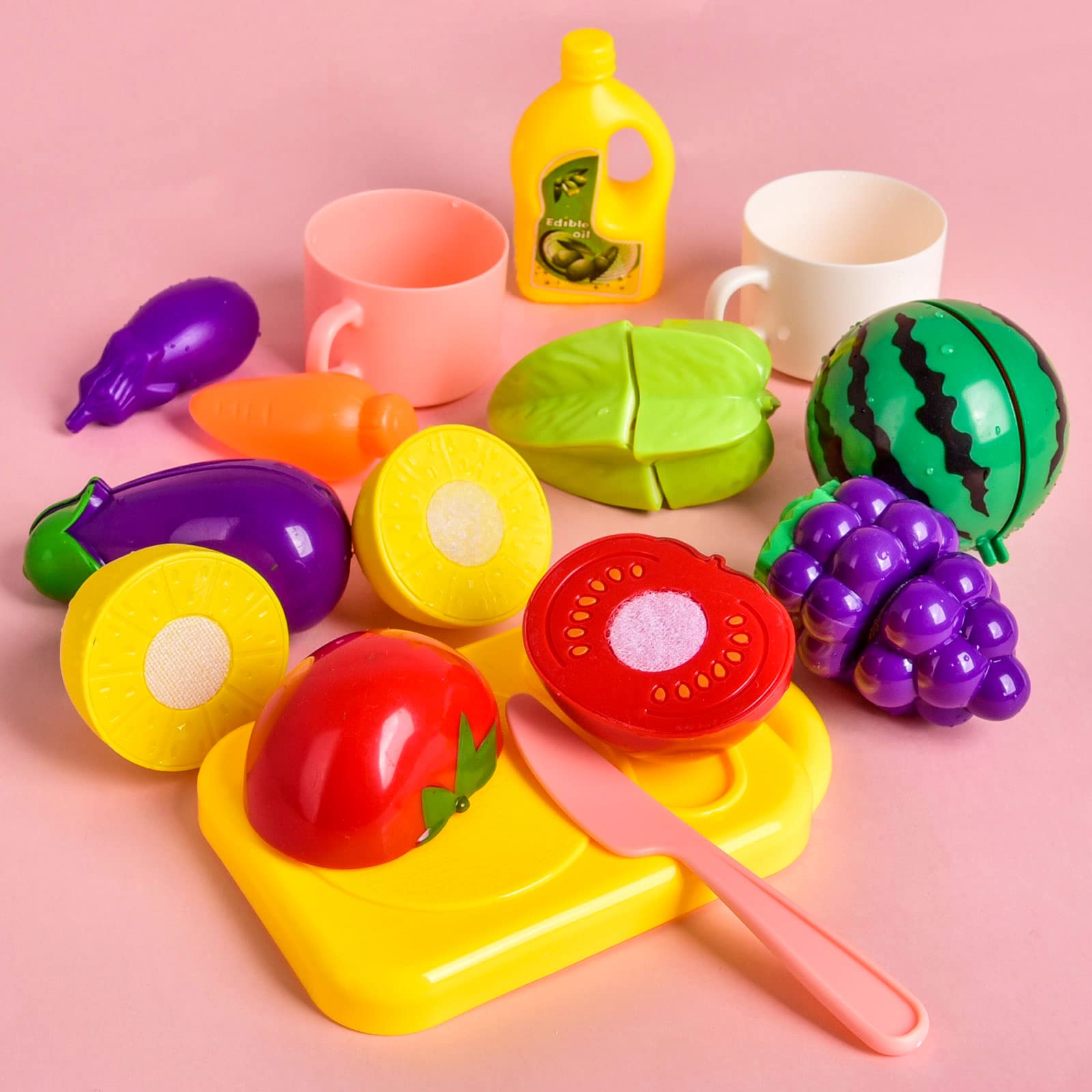 FUN LITTLE TOYS Pretend Play Kitchen Sink Toys with Play Cutting Food Water Toys Kitchen Set for Kids Play Kitchen Toys Toddler Kitchen Playset Sink Accessories for Kids Toddlers 29PCs