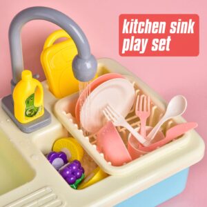 FUN LITTLE TOYS Pretend Play Kitchen Sink Toys with Play Cutting Food Water Toys Kitchen Set for Kids Play Kitchen Toys Toddler Kitchen Playset Sink Accessories for Kids Toddlers 29PCs