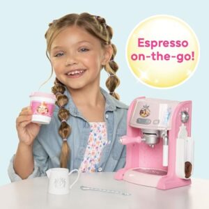 Disney Princess Style Collection Toy Espresso Machine for Kids, Coffee Maker Play Kitchen Accessories Gift for Girls & Kids