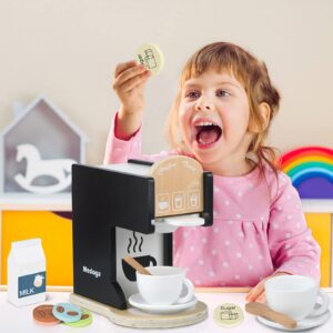 Play Kitchen Accessories Kids Wooden Coffee Maker Toy Espresso Machine Toddler Toy Kitchen Sets for Girls and Boys (Coffee Maker) (Black)