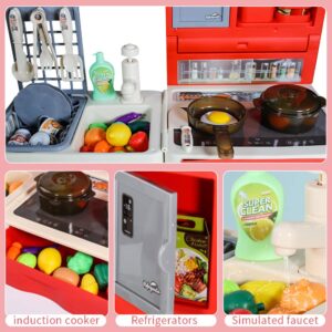 Aikitub Kitchen Play Set for Kids - 49PCS Pretend Cooking Playset Accessories with Pot and Pan,Dish Rack,Play Sink,Pretend Play Food Toys with Baby&Toddler-Educational Gift for 3 4 5 6 Ages Girls&Boys