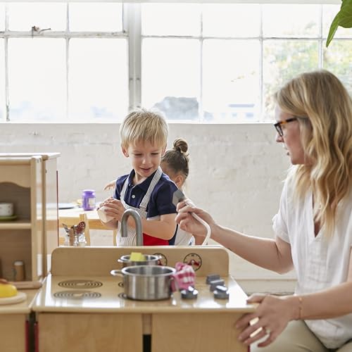 ECR4Kids Play Kitchen Sink, Wooden Playset, Natural