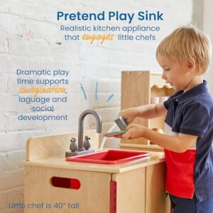 ECR4Kids Play Kitchen Sink, Wooden Playset, Natural