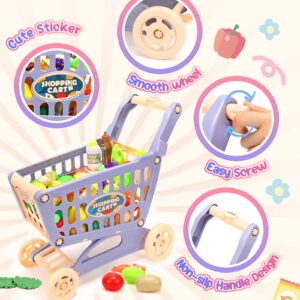 Tagitary Shopping Cart Toy for Kids,82 PCS Toddlers Large Play Grocery Cart with Shopping Bag,Included Pretend Food Veggies,Play Money Cash and Coins,Educational Toys Play Kitchen Accessories for Kids