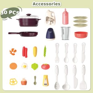 deAO Kitchen Toys for Kids Kitchen Playset Toy,Role Play Game Pretend Food and Cooking Playset (Green)