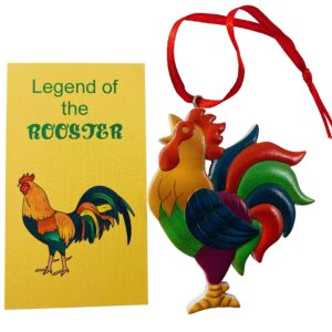 Legend of The Rooster Ornament Set Hanging Christmas Tree Decoration with Story Card Pack