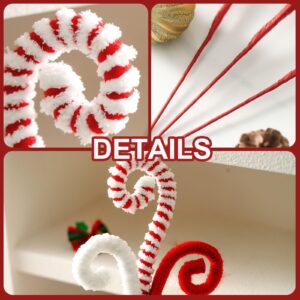 ZHANYIGY 6PC Set Red/White Christmas Tree Decorations Picks Christmas Tree Woolen Candy Curly Pick, Christmas Tree Decorations Home Office Vase Party Ornaments (RED)