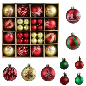 christmas balls,christmas tree decorations ornaments set,44pcs shatterproof plastic decorative hanging ball for xmas party holiday wedding (red and gold)