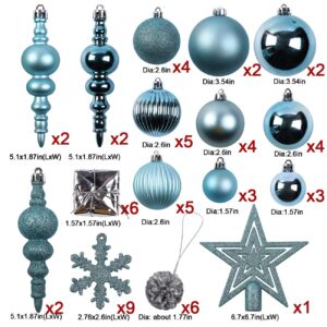 Sunnyglade 60ct Blue Christmas Tree Ball Ornaments Set Shatterproof Christmas Bling-Bling Hanging Decoration with Hand-held Gift Package for Xmas Tree Holiday Wedding Party