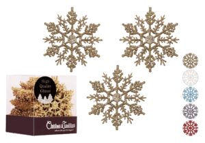 christmas traditions 4 inch gold glittered snowflake ornaments (set of 28) hanging tree decorations (gold)