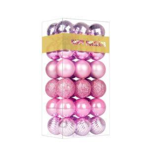 bubblegun pink 1.6" small christmas balls christmas tree decoration ornaments shatterproof hanging balls for birthday valentines day easter holiday wedding decorations set of 36pcs