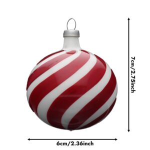 Christmas Ornaments | Made of Glass | Crafted by Hand | Peppermint Red and White Candy Style Decor | Ideal with Christmas Lights | Christmas Tree Decorations | Set 12 pcs | 2.4in (6cm) diameter