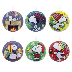 hallmark peanuts tin ball christmas ornaments, set of 12