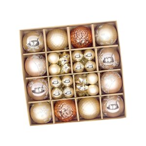 shamjina 44x Christmas Balls Ornaments, Xmas Tree Decor Christmas Hanging Decoration Shiny Bauble Set, Decorative Xmas Balls, Champagne Gold