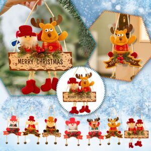 QAZIUY Christmas Ornaments Set Hanging Ornaments for Xmas Christmas Tree Wooden Sign Old Man Snowman Deer Cloth Fireplace Window Pendant Christmas Decor for Home Holiday Party