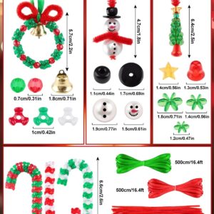 Lanstics 60 Sets Christmas Craft Beaded Ornament Kit Including 18PCS Wreath/18PCS Candy Cane/12PCS Snowmen/12PCS Christmas Tree for Xmas Craft Tree Decorations Adults Holiday Party (Assembly Needed)