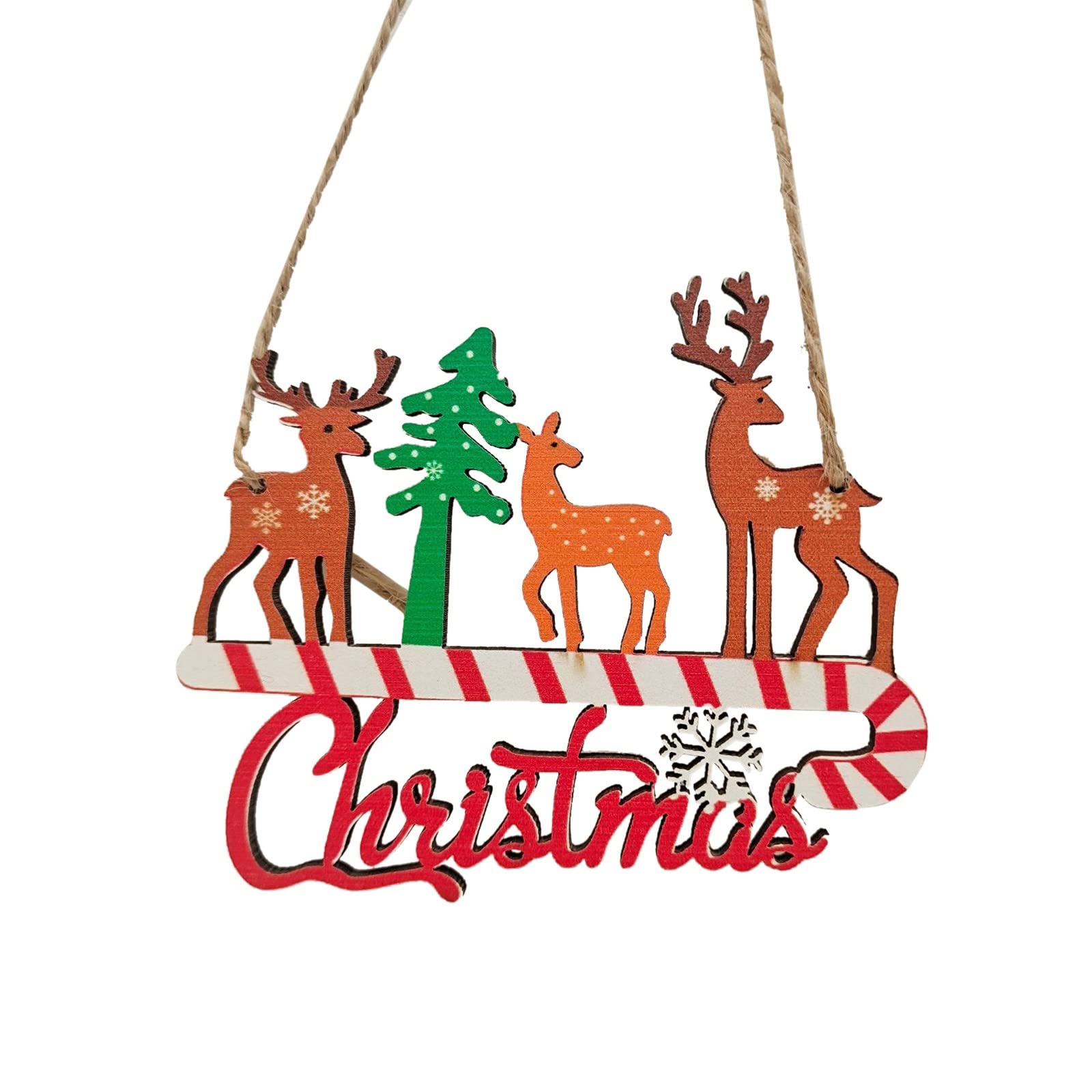 QAZIUY Christmas Ornaments Set Funny Hanging Ornaments Clearance Christmas Tree Small Pendant Wooden Colored Drawing Pendant Bell Christmas Decorations
