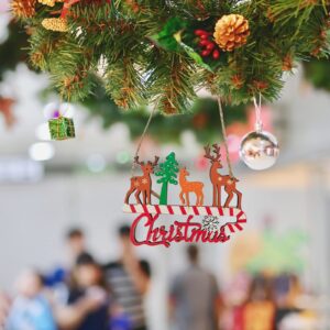 QAZIUY Christmas Ornaments Set Funny Hanging Ornaments Clearance Christmas Tree Small Pendant Wooden Colored Drawing Pendant Bell Christmas Decorations