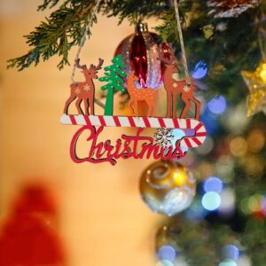 QAZIUY Christmas Ornaments Set Funny Hanging Ornaments Clearance Christmas Tree Small Pendant Wooden Colored Drawing Pendant Bell Christmas Decorations